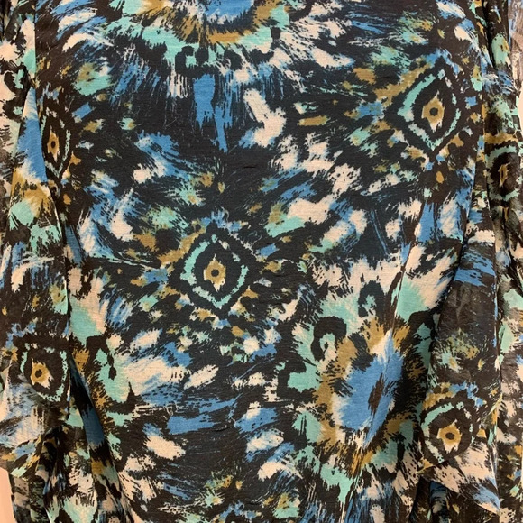 Apt. 9 Blue, Green, Black and Olive Print Ruffle Peplum Blouse - PXS - Picture 11 of 11
